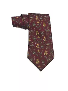Salvatore Ferragamo 100% Silk Tie Red Elephant Pattern Made In Italy - Picture 1 of 8