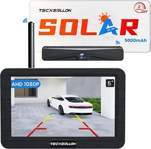 Backup Camera, Solar Wireless Backup Camera with 5" 1080P Monitor, Vehicle Backu - Picture 1 of 8