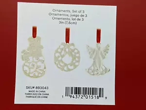 LENOX Porcelain Trio of SNOWMAN, WREATH & ANGEL 2020 Christmas Ornaments - Picture 1 of 4