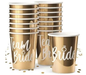Team Bride Bachelorette Party Cups in Metallic Gold, 15 Count - Picture 1 of 9