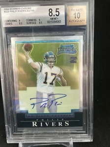 2004 Bowman Chrome Phillip Rivers /199 RC SU SCHEDA BGS 8.5 10 AUTO - Foto 1 di 4