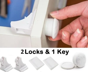 Unsichtbar magnetisch Baby Kind haustiersicher Schrank Tür Schublade Sicherheitsschloss Haken  - Bild 1 von 12