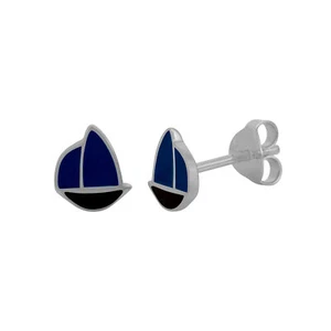 Ohrschmuck Ohrstecker 925 Sterling Silber rhodiniert Motiv Schiff Lack blau Neu - Bild 1 von 2