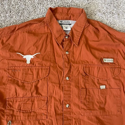 Texas Longhorns Columbia PFG Button Shirt Mens XL Vented Burnt Orange UT Cover