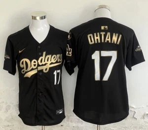 Shohei Ohtani #17 Los Angeles Dodgers Black Gold Jersey Adult Size Large - Picture 1 of 3