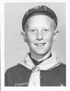 Found Photograph bw SCOUT PORTRAIT Original Boy VINTAGE 14 27 U - Imagen 1 de 1