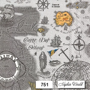 (751) ZWEI individuelle Papier LUNCHEON Decoupage Servietten Maritim Meer Ozean Französisch - Bild 1 von 3