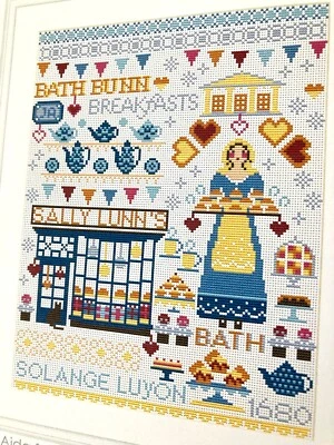 Counted Cross Stitch Kit SALLY LUNN BATH Sampler 14 Count Aida Riverdrift House