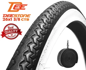 COPERTONE 26 X 1.3/8 BIANCO NERO SIMIL MICHELIN BICI + CAMERA D'ARIA 37 590 - Foto 1 di 1