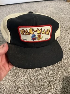 1981 Midway Pac-Man SnapBack Hat Trucker Blue White Mesh Vintage - Picture 1 of 4