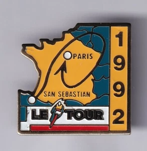RARE PIN PINS PIN'S .. VINTAGE 1992 TOUR DE FRANCE VELO CYCLING MAP CARTE ~US - Picture 1 of 1