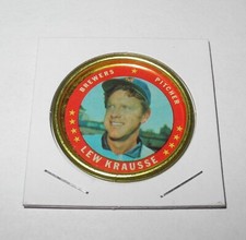 1971 Topps Baseball Coin Pin #20 Lew Krausse Milwaukee Brewers Near Mint