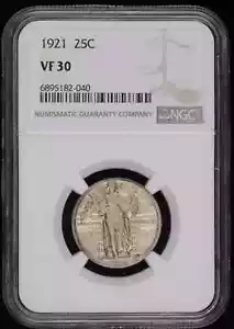 1921 P Quarter Dollars Standing Liberty Quarter NGC VF-30 - Picture 1 of 4