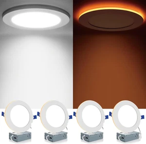 4 Pack 6 Inch 5CCT LED Canless Recessed Lighting with Night Light, 2700K/3000K/3 - Picture 1 of 12