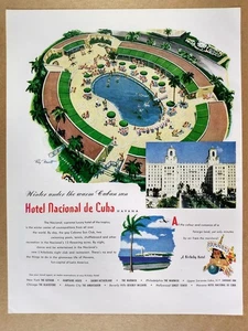 1948 Hotel Nacional de Cuba Havana pool illustration vintage print Ad - Picture 1 of 1