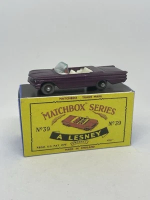 Matchbox Lesney 39 Custom Pontiac Convertible SilverWheels Nice Repro Box. - Image 1 of 4