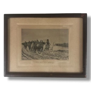Meissonier Radierung Rückzug aus Moskau Ende 19. Jahrhundert Napoleon Druck gerahmt - Bild 1 von 16