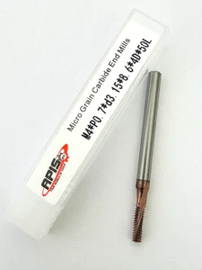 Molino de rosca de carburo sólido para acero M4*P0.7*d3.15*8.6*4D*50L HRC65 NUEVO 1 pieza. - Imagen 1 de 4