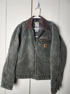 Carhartt J97 MOS Jacket Medium Moss Green Blanket Lined Duck Vintage Embroidered - Picture 1 of 15