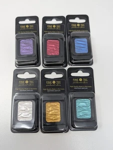 6x Finetec Pan Refill Lot: Silver, Ruby, Gold, Amethyst, Caribbean Green, Blue - Afbeelding 1 van 13
