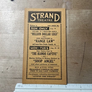 1930er Strand Theater Film Handzettel Karte - Million Dollar Beine - Range Law -- H1 - Bild 1 von 2