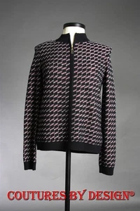 St John Strickpullover schwarz purpurrot kariert Größe Petite neu mit Etikett $ 825 - Bild 1 von 4