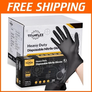 6-Mil Heavy-Duty Black Disposable Nitrile Gloves | Non-Sterile, Food-Safe, 100ct - Foto 1 di 11