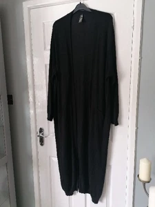 YOURS LADIES SZ26-28 BLACK KNIT LONG MAXI OPEN CARDIGAN - Picture 1 of 8