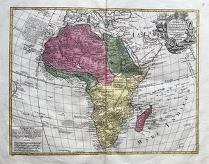 Africa Africa continente continent map mappa Delisle lotteria incisione incisione su rame - Foto 1 di 1