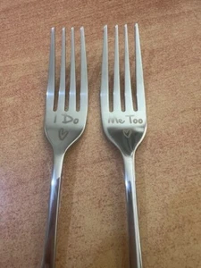 Wedding Gifts for Bride and Groom I Do Me Too Cake Forks Set Marriage Keepsake - Picture 1 of 1