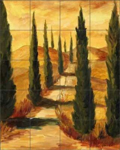 Mural de cerámica arte toscano margosiano azulejo de ciprés salpica salpicadero Joanne Morris JM095 - Imagen 1 de 5