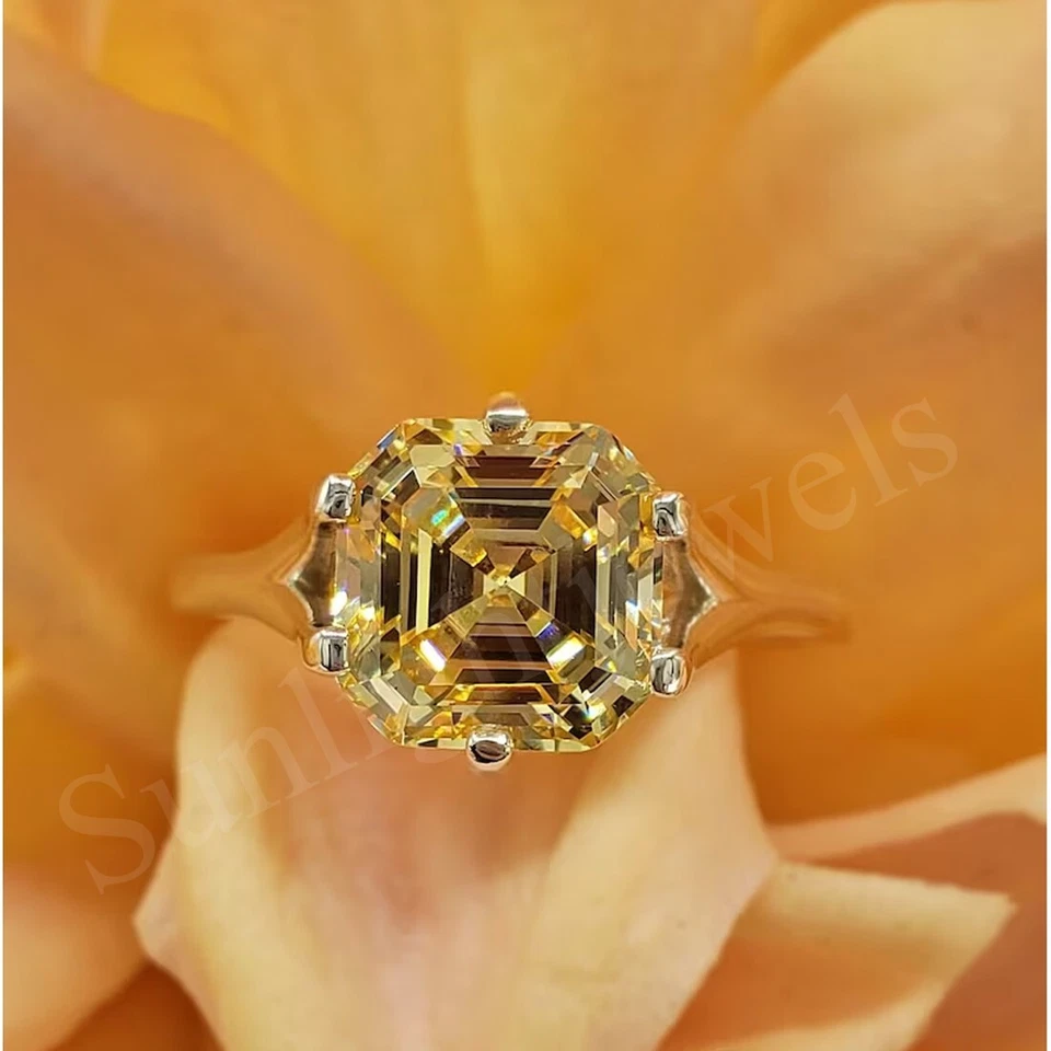 Anillo de diamantes champán tratados certificado de 5,65 quilates con montura de punta de plata 925 RARO Foto 1 de 4