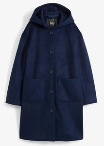 Neu Kurzmantel in Wolloptik Gr. 52 Dunkelblau Damen Kurz-Mantel Kapuzen-Jacke - Bild 1 von 1