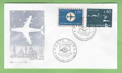 Italy Night Air Postal Network 1965 first day cover Postale Noturna Rome pm FDC - Image 1 of 3
