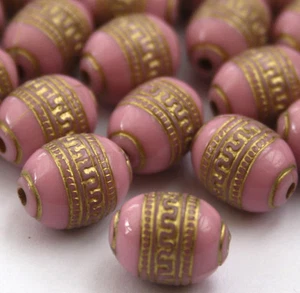 20 x Pink Gold Metal Enlaced Jewellery Making Beads 9 x 13mm - Picture 1 of 1