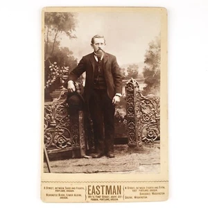 Bearded Bowler Hat Cabinet Card c1875 Portland Oregon Portrait by Eastman D2112 - Picture 1 of 2
