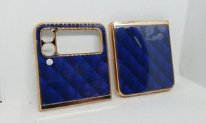 Samsung Galaxy Z Flip 3 5G Phone Case Blue Glossy Glitter Vacuum Plating Glass - Picture 1 of 6