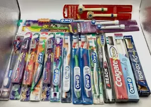 Neu versiegelt 18 verschiedene Zahnbürsten erreichen Colgate Oral-B Kinder & Erwachsene gemischtes Set - Bild 1 von 2