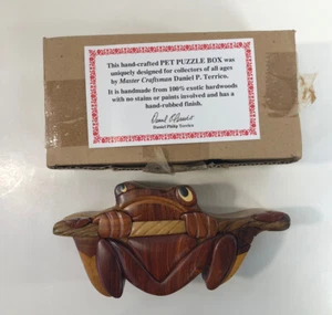 Daniel Terrico Frog Wood Puzzle Box Secret Compartment Hand Made New - Picture 1 of 7