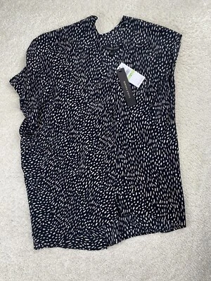 CYNTHIA STEFFE Shirt Womens 4 Black Asymmetrical Sleeve 100% Silk NEW $245 - Image 1 of 4