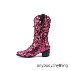Women's Sequins Shinning Dance Music Ankle Boots Block Heel Shoes 2024 Fashion