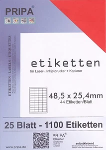 1100 Etiketten 48x25 mm = 25 Blatt rot/orange selbstklebend PRIPA Aufkleber - Bild 1 von 2