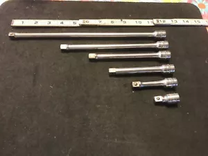 6 Piece Snap On Tools 3/8” Drive Extension Set 1-1/2”, 3”, 4-1/2”, 6”, 8”, 12” - Foto 1 di 7