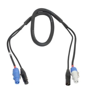 ProX DMX 3-Pin and 14AWG PowerCON Blue/Grey, 3 ft Combo Cable - Picture 1 of 2
