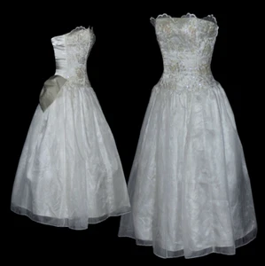 Vintage Gunne Sax By Jessica McClintock Midi Formal White HOLIDAY PROM Dress - Picture 1 of 8