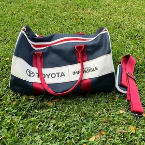 Toyota Servco Hawaii Duffle Bag Blue Red 100th Anniversary Shoulder Strap Rare - Picture 1 of 15