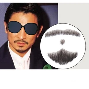 Para hombre Barba Falsa 100% Cabello Humano Cara Barba Reutilizable Diario Drama Maquillaje Accesorios - Imagen 1 de 9