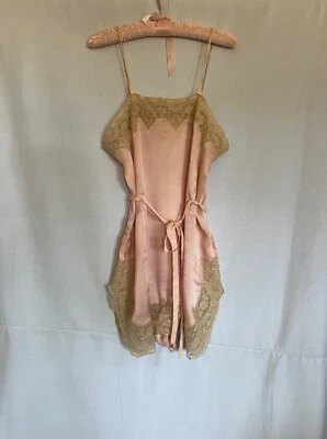 Antique 1920's/30's Lingerie Silk & Lace Pink Slip Teddy Romper - Image 1 of 4