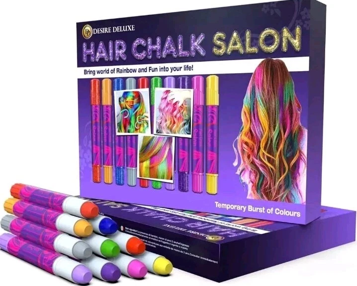 Desire Deluxe Hair Chalk for Girls Makeup Kit of 10 Temporary Colour Pens Gifts