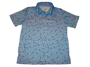 Blue Quail Size 5 UPF 50+ Blue Golf Clubs Printed Vented Polo Shirt - Picture 1 of 5